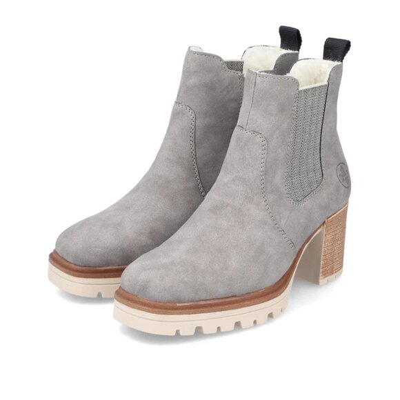 NEW RIEKER Heeled Comfort Booties grey for women 462mn - Picture 5 of 9